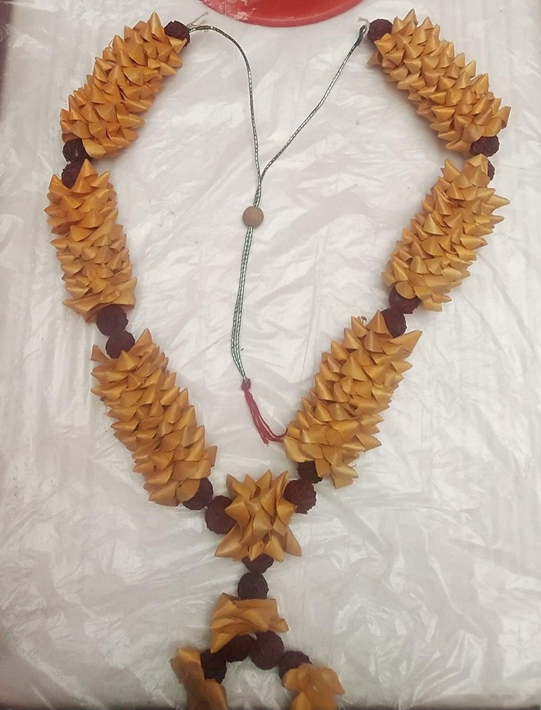 Sandalwood Haar Chandan Mala 3 Bunch in one Side Garland with Rudraksha Beads