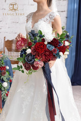 Burgundy Navy 11″ Artificial Wedding Bouquet for Bride & Bridesmaids