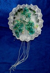 New Stunning Handmade Iridescent Peacock Teal and white Bridal Bouquet