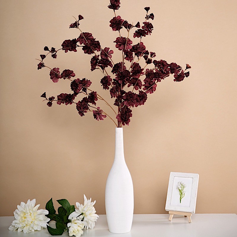 2 BURGUNDY 42″ Stem SILK ARTIFICIAL Carnation FLOWERS Sprays Wedding Supplies