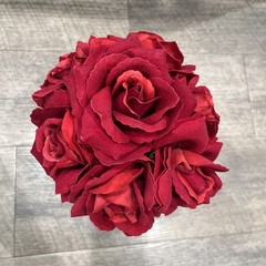 Red Rose Bridal Bouquet with Flower Girl bouquet – Both Wrapped in White Ribbon
