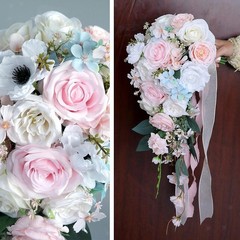 Wedding Bouquet for Bride Silk Flowers Silk Roses Home Decor Waterfall Shape