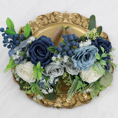 Navy Blue & White Bridesmaid Bouquets – Set of 6 Artificial Flower Arrangements