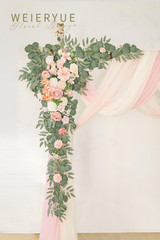 Deluxe Pink Wedding Arch Flowers & Drapes Kit – 5 Piece Floral Set