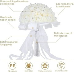 Ramo Grande De Flores De Novia Artificial Con Rosas Dama de Honor Bodas Fiestas