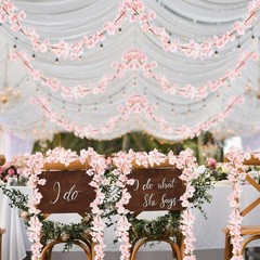Sggvecsy Cherry Blossom Garland Artificial Flower Vines 6 6pcs, Pink
