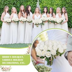 Pcs Artificial Roses Bulk Velvet Silk Roses Roses for Wedding 60 White
