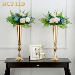 NUPTIO 6 Pcs Wedding Vase & 6 Pcs Artificial Flowers Set for Wedding Centerpi…