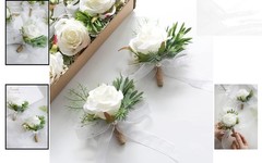 Deluxe Gift Boxed Ivory Rose Boutonnieres – Set of 6 for Elegant Occasions