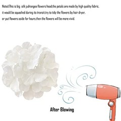 30 Pcs Silk Hydrangea Heads Artificial Flowers Heads and Stems Fake Pure White