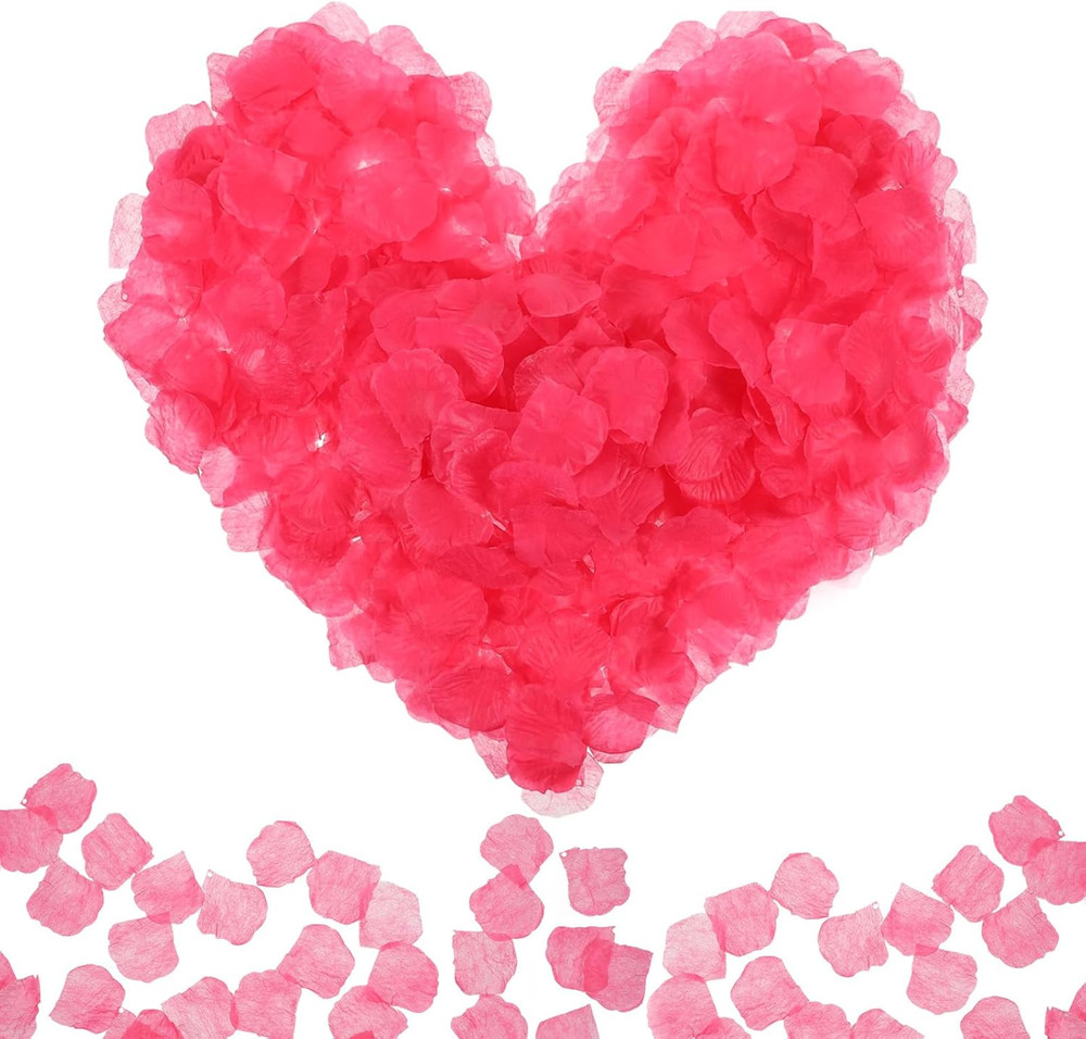 1000 PCS Fake Rose Petals, Artificial Rose Petals for Wedding, Romantic Night, V