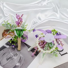 2-Pc Purple Silk Floral Corsage & Boutonniere Collection for Weddings & Proms