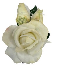 Formal Corsage & Boutonniere Very Realistic Artificial Rose White Faux Flower
