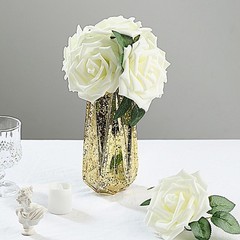 24 Ivory 5″ FOAM ROSE Flowers Stems Party Wedding Events Decorations Supplies