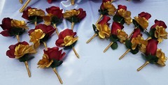 22 PC, Wedding Bouquet Set, Burgandy & Gold Roses, Wedding Flower Packages