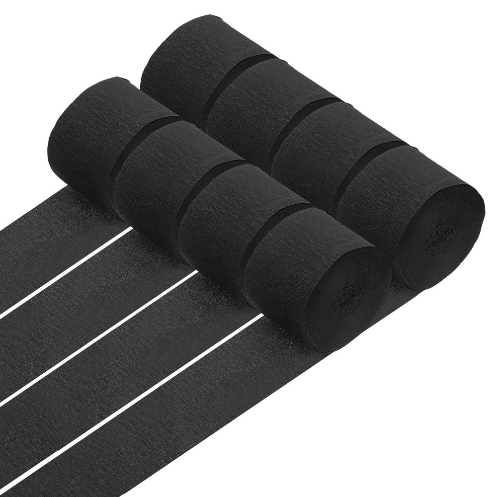 8 Rolls Crepe Paper Streamers 656ft Rainbow Streamers, Black