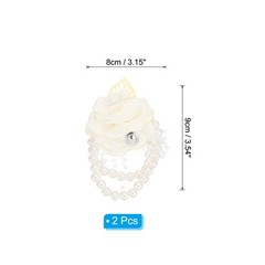 2 Pcs Rose Bridesmaid Wrist Flower Artificial Bride Wrist Cream Color
