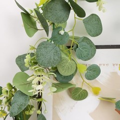 Artificial Eucalyptus Small Flowers Decoration 2pcs Round Leaf With Flower