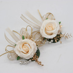 2 Corsages, Handmade Artificial Peony Rose Wrist Corsage Wristlet Wedding Prom S