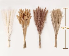 Dried Pampas Grass Decor, 100 Stems Pampas Grass Contains Bunny Tails Dried Flow