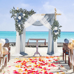 Dusty Blue Wedding Arch Flowers & Drapes Kit – 4 Pack for Ceremony Decor