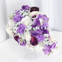 Emivery Calla Lily Wedding Bouquet Cascading Bridal Bouquet Artificial Purple…