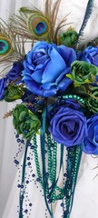 Peacock Blue Beautiful Faux Silk Wedding Bouquet