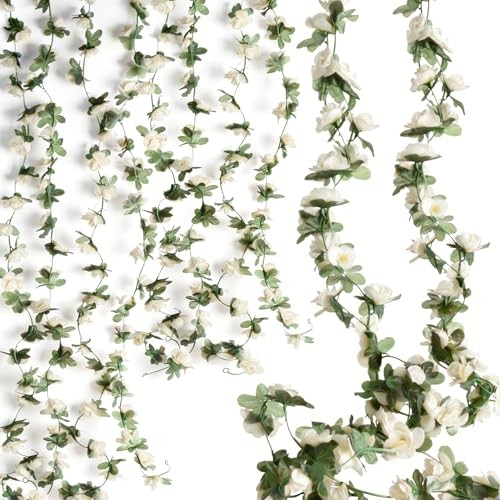 Pack Artificial Rose Vine Fake Flower Garland Fake Rose Hanging Vine 2 White