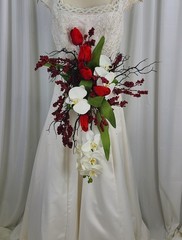 Orchids and Tulips Contemporary Faux Cascade Wedding Bouquet