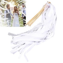 40pcs Lace Ribbon Wedding Wands With Bells Sparkling Stick For Party Celebration