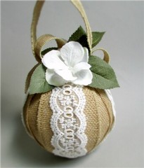 HANDMADE Burlap & White Lace Pomander WEDDING Kissing Ball Sphere