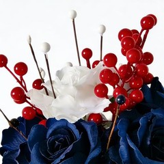 Patriotic Artificial Rose Flowers Berry Stem Picks Red White Blue Silk Floral