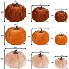 Lvydec Velvet Pumpkins Set Harvest Decoration, 12pcs Assorted Size Orange