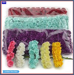 144 Pcs 1.5 cm Mini Paper Rose Bouquet Scrapbooking Wedding Party Decoration