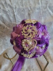 Jewled Light And Dark Purple Wedding Boquet Lots Of Detail.