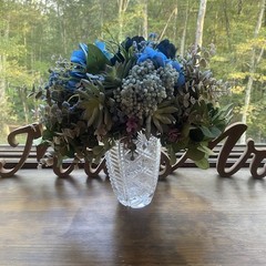Bridal Wedding Bouquet Budget Friendly Handmade Faux Florals Blue Purple Green
