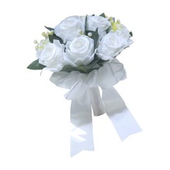 Realistic White Pink Flower Bridal Rose Bouquet Artificial Wedding Decor