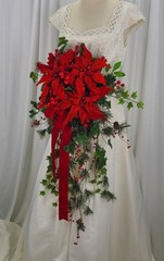 Christmas Poinsettia Waterfall Faux Silk Wedding Bouquet