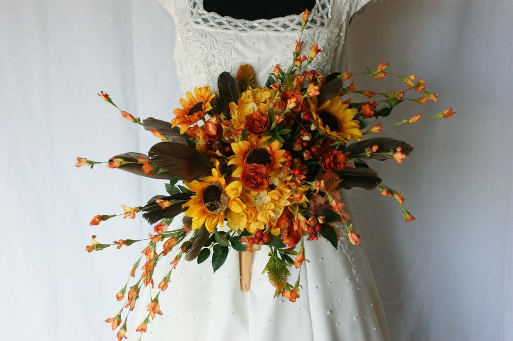 Boho Autumn Garden Faux Silk Wedding Bouquet