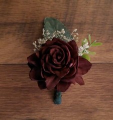 12PC Navy Blue Burgundy Blush Bridal Bouquet & Matching Sola Wood Wedding Flower