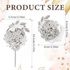 2 Pcs Artificial Corsages Wrists Silver Gray Pearl Diamond Flower Rhinestone