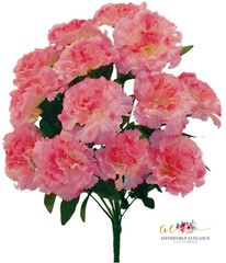 14 x Carnations Silk Flowers, 17″ Bush, Artificial, Wedding Bouquet, Fake Faux