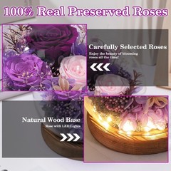 FIACO Gifts for Mom Women Valentines Day Birthday Grade A Rose, A-purple