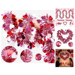 50FT Valentines Heart Tinsel Red Pink White Hearts, Hearts