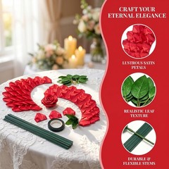 Complete DIY Floral Kit: 105 Premade Satin Ribbon Petals for Elegant Bouquets