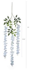 12 Piece Artificial Silk Wisteria Vine 3.6 Feet Hanging Flower Light Blue