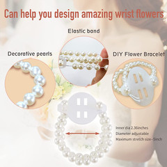 Corsage Wristlet Band 10PCS Elastic Pearl Wrist Corsage Bracelets Bands Wristle