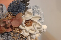 Sola wood flowers, dried eucalyptus and sweet annie bouquet, handmade, 14×6 in.