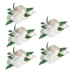 5Pcs Wrist Corsages for Mother of Bride and Grooms, Rose Corsages for Wedding