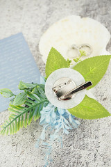 Light Blue Corsage and Boutonniere Set for Wedding Prom, Artificial Rose Flower